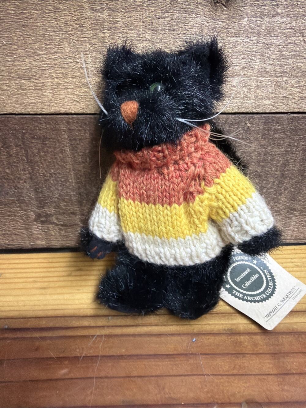 Boyds Bear Midnight C. Sneakypuss 6” 1995 Retired Jointed Plush Cat NWT